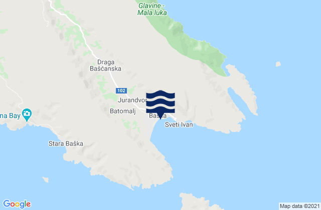 Karte der Gezeiten Baška, Croatia