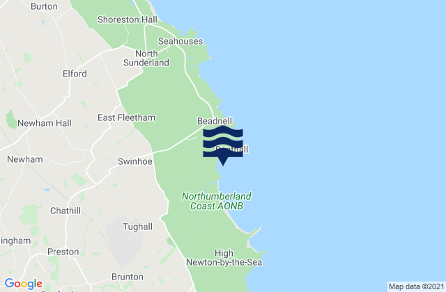 Karte der Gezeiten Beadnell Bay Beach, United Kingdom