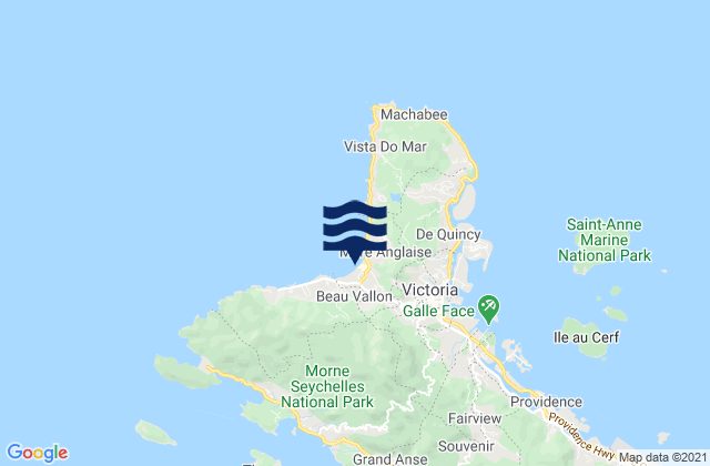 Karte der Gezeiten Beau Vallon, Seychelles
