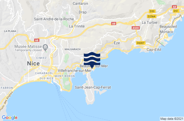Karte der Gezeiten Beaulieu-sur-Mer, France