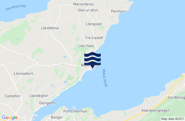Karte der Gezeiten Beaumaris Beach, United Kingdom