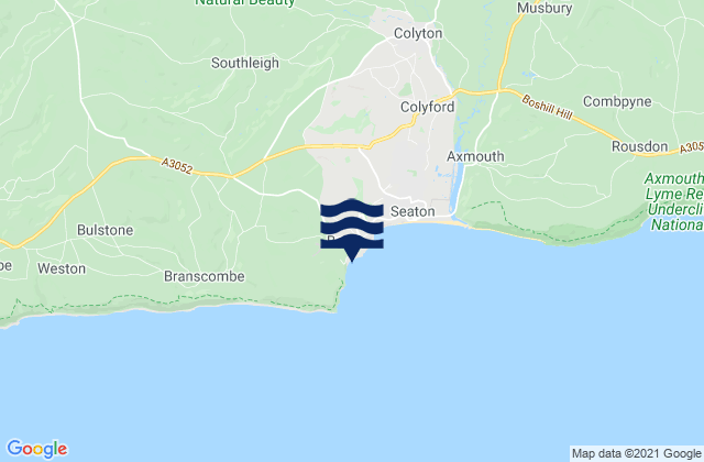 Karte der Gezeiten Beer Beach, United Kingdom