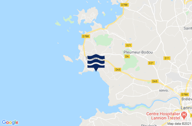 Karte der Gezeiten Beg Leguer, France