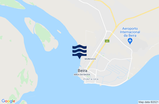 Karte der Gezeiten Beira Pungoe River, Mozambique