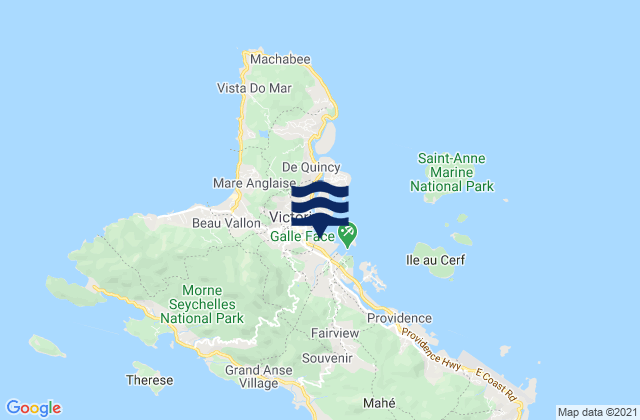 Karte der Gezeiten Bel Air, Seychelles
