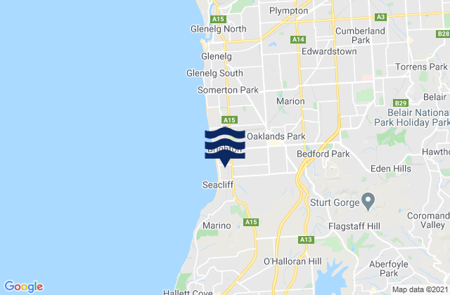 Karte der Gezeiten Belair, Australia