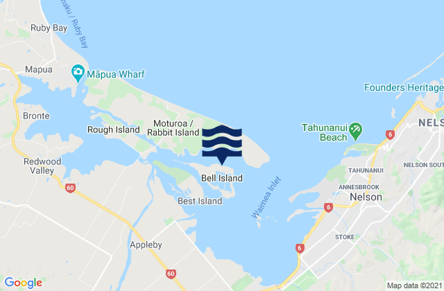 Karte der Gezeiten Bell Island, New Zealand