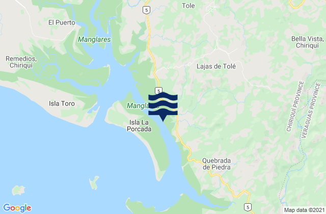 Karte der Gezeiten Bella Vista, Panama