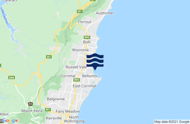 Karte der Gezeiten Bellambi Beach, Australia