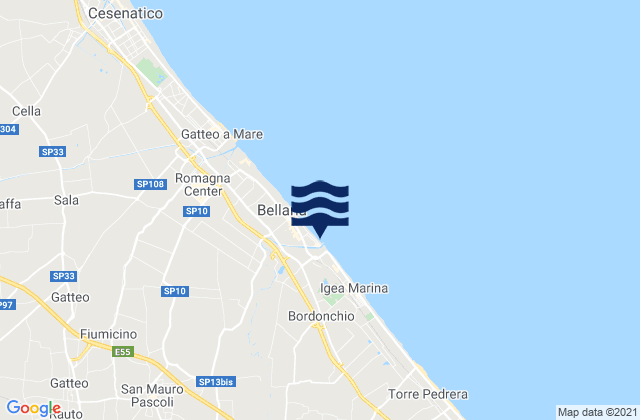 Karte der Gezeiten Bellaria-Igea Marina, Italy