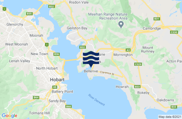 Karte der Gezeiten Bellerive Beach, Australia