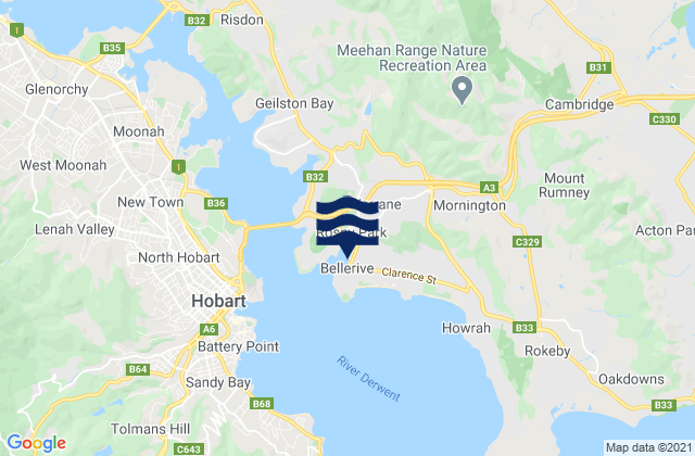Karte der Gezeiten Bellerive, Australia