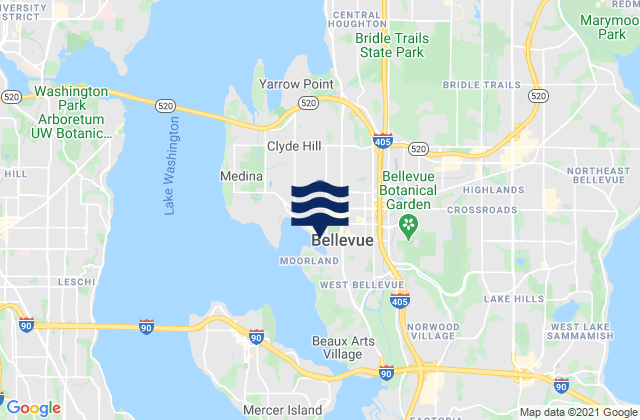 Karte der Gezeiten Bellevue, United States