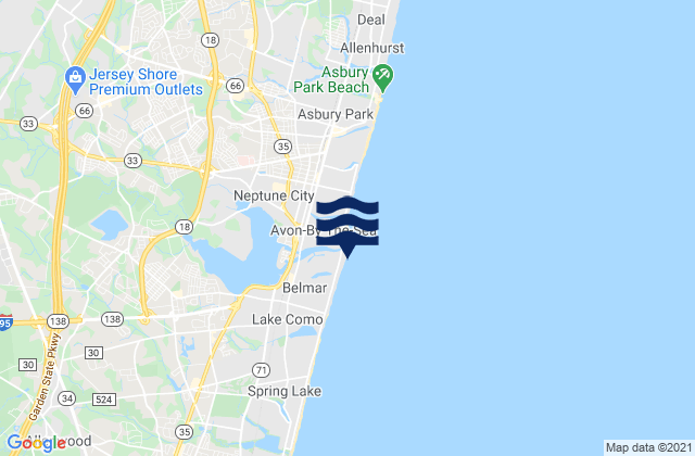 Karte der Gezeiten Belmar Atlantic Ocean, United States