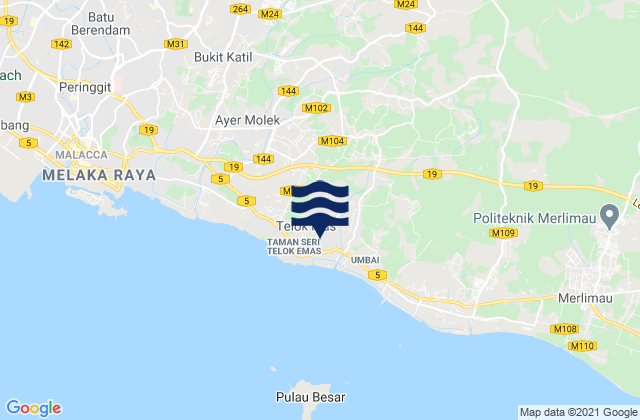 Karte der Gezeiten Bemban, Malaysia
