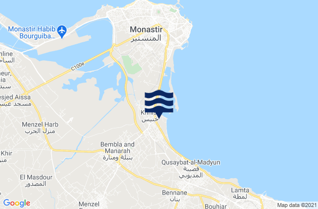 Karte der Gezeiten Bembla, Tunisia