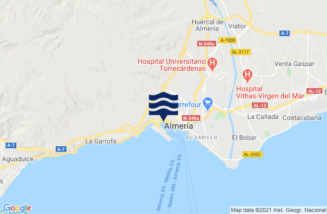 Karte der Gezeiten Benahadux, Spain