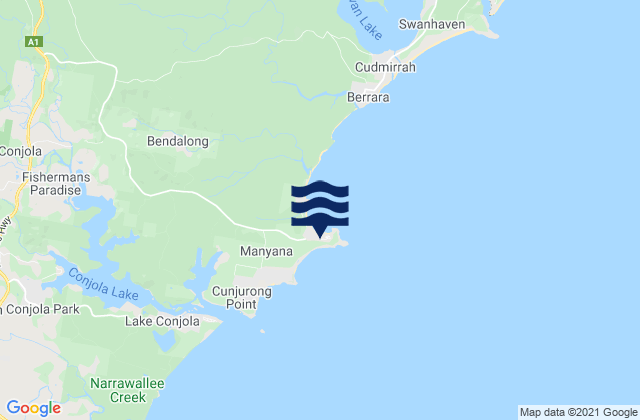 Karte der Gezeiten Bendalong Beach, Australia