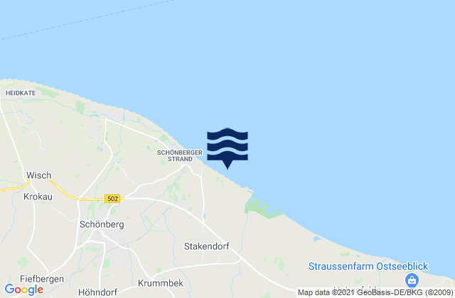 Karte der Gezeiten Bendfeld, Germany