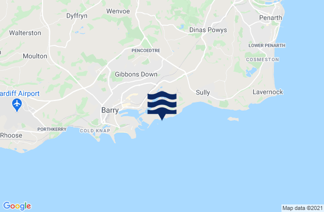Karte der Gezeiten Bendricks Beach, United Kingdom