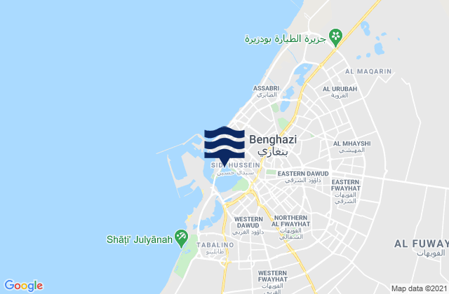 Karte der Gezeiten Benghazi, Libya