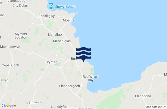 Karte der Gezeiten Benllech Beach, United Kingdom