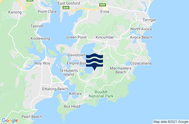 Karte der Gezeiten Bensville, Australia