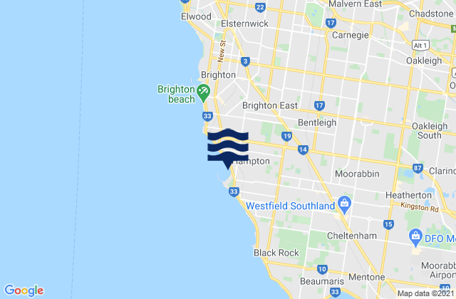 Karte der Gezeiten Bentleigh, Australia