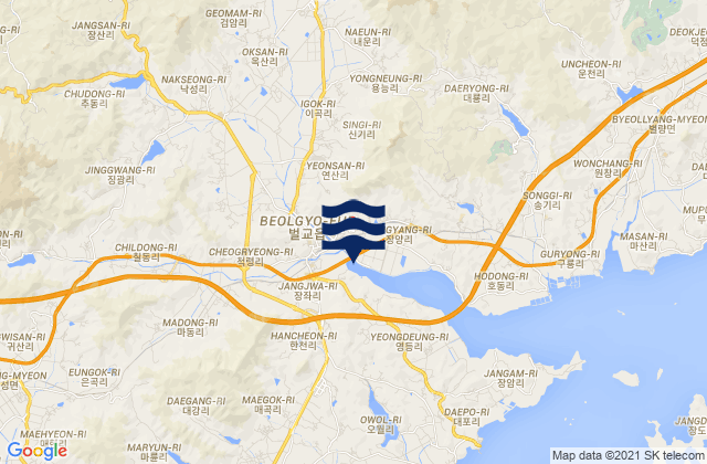 Karte der Gezeiten Beolgyo, South Korea