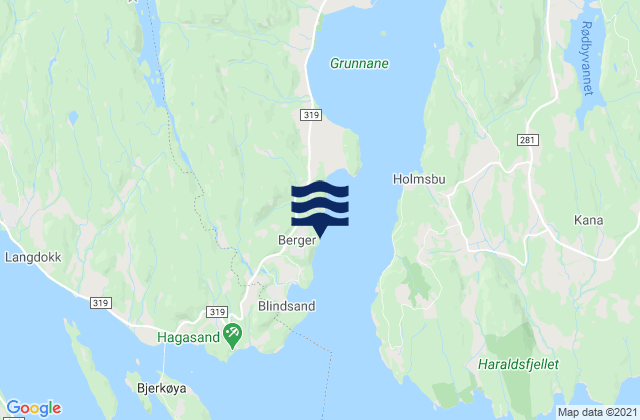 Karte der Gezeiten Berger, Norway