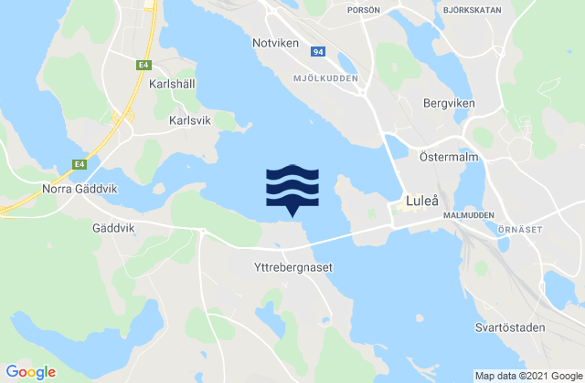 Karte der Gezeiten Bergnäset, Sweden