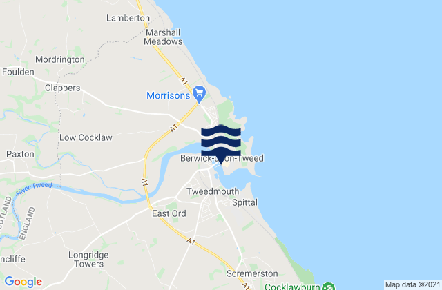 Karte der Gezeiten Berwick-Upon-Tweed, United Kingdom