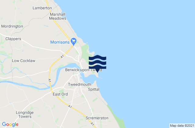 Karte der Gezeiten Berwick Beach, United Kingdom