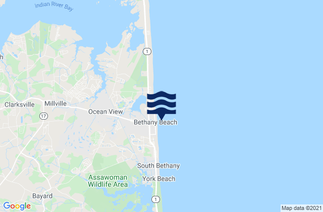 Karte der Gezeiten Bethany Beach, United States
