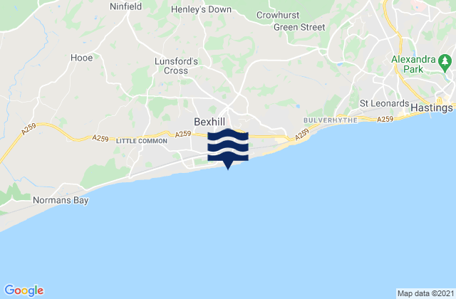 Karte der Gezeiten Bexhill-on-Sea, United Kingdom