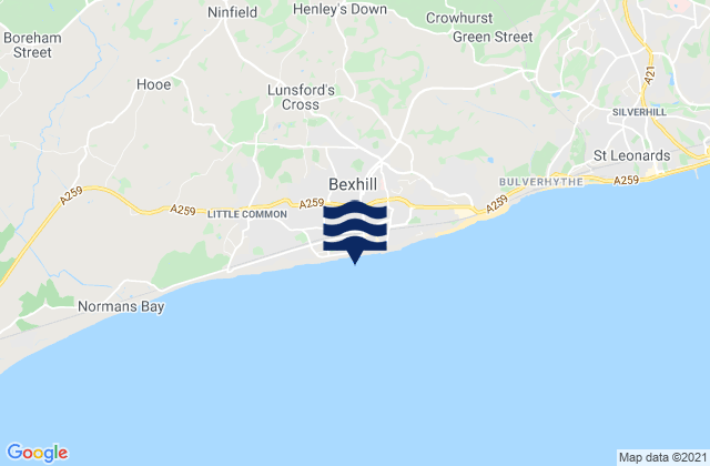 Karte der Gezeiten Bexhill Beach, United Kingdom