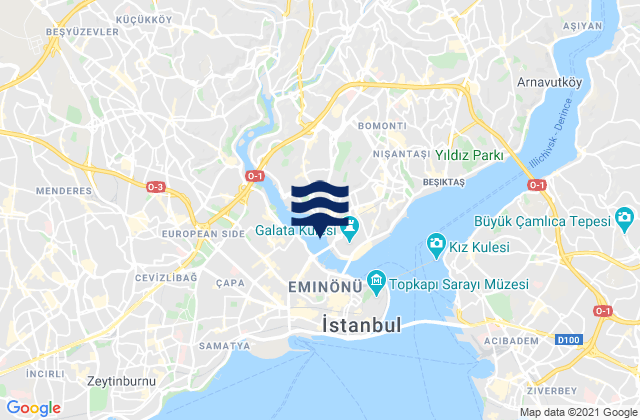 Karte der Gezeiten Beyoğlu, Turkey