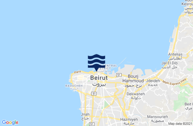 Karte der Gezeiten Beyrouth, Lebanon