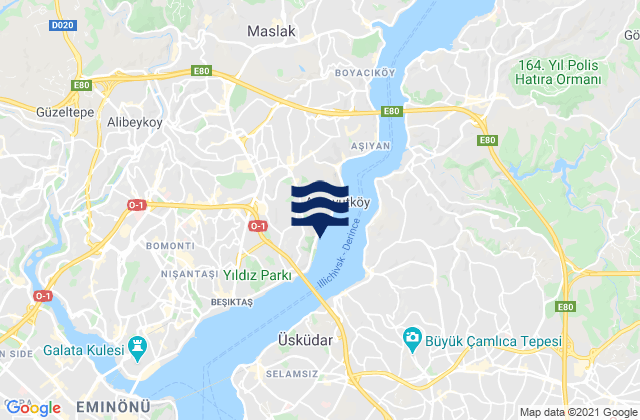 Karte der Gezeiten Beşiktaş, Turkey