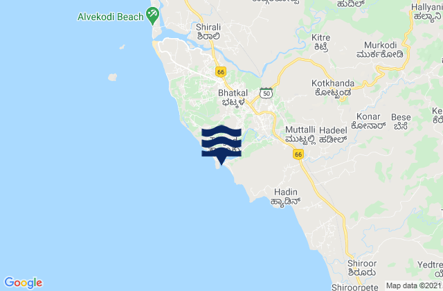 Karte der Gezeiten Bhatkal, India