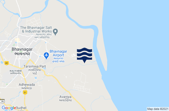 Karte der Gezeiten Bhavnagar Gulf of Cambay, India