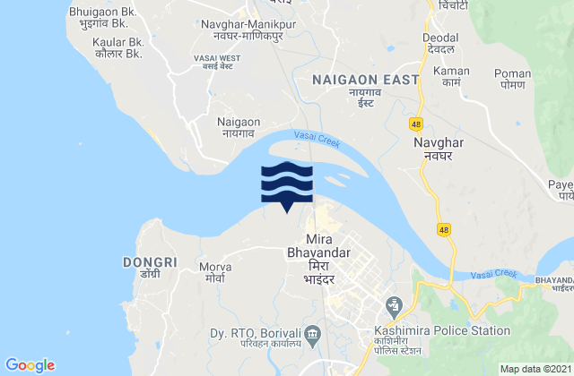 Karte der Gezeiten Bhayandar, India