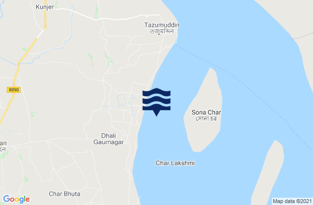 Karte der Gezeiten Bhola, Bangladesh