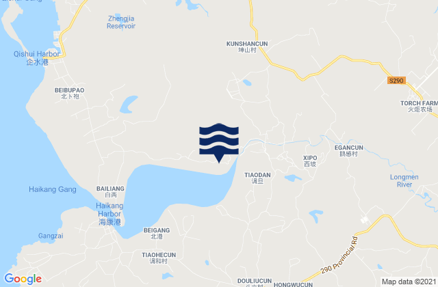 Karte der Gezeiten Biaojiao, China