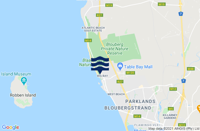 Karte der Gezeiten Big Bay, South Africa