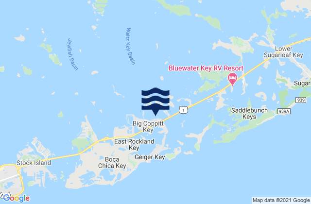 Karte der Gezeiten Big Coppitt Key (Northeast Side Waltz Key Basin), United States