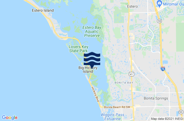 Karte der Gezeiten Big Hickory Island, United States