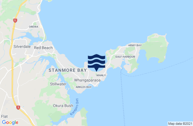 Karte der Gezeiten Big Manly Beach, New Zealand
