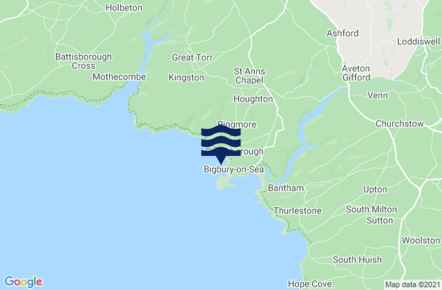 Karte der Gezeiten Bigbury Bay, United Kingdom