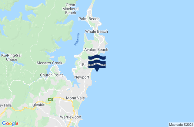 Karte der Gezeiten Bilgola Beach, Australia